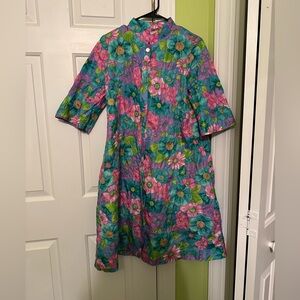 Vintage 60s Barbara Lee Vibrant Floral House Coat Size Small